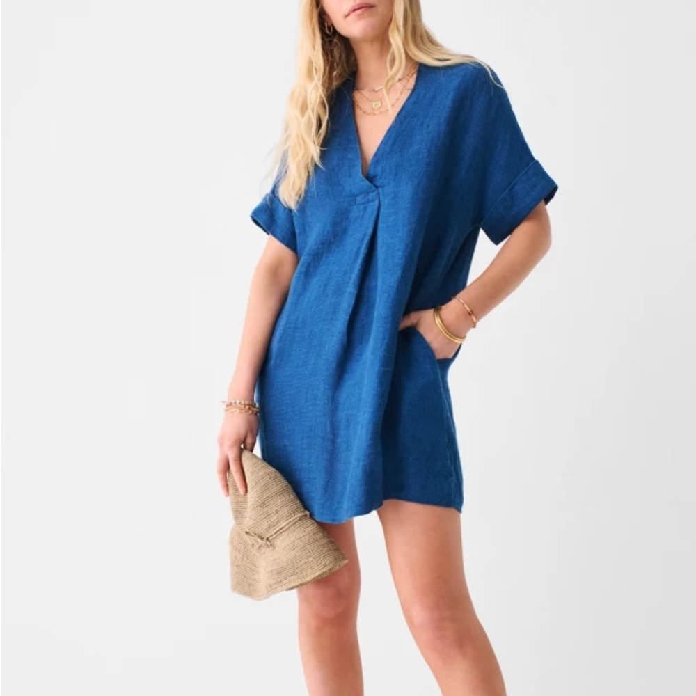 Faherty Sanibel Basketweave Dress Indigo XXS